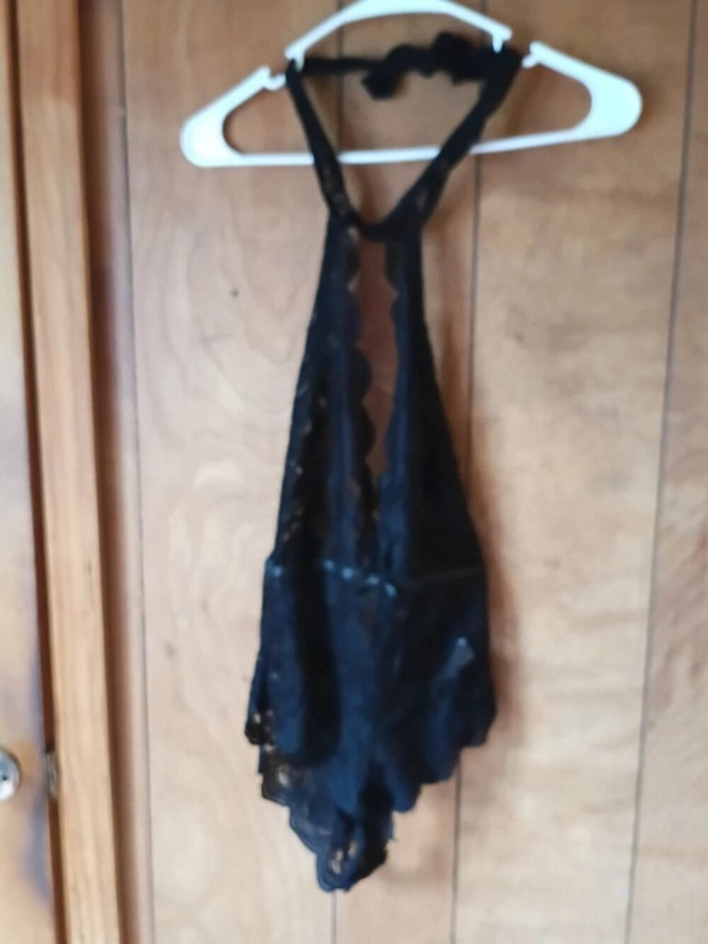 Avidlove Black Lace Halter Bodysuit Size M Sheer Lingerie One Piece